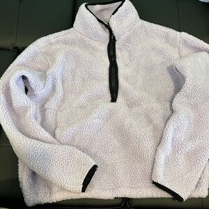 Purple fur black zipper athletic jacket